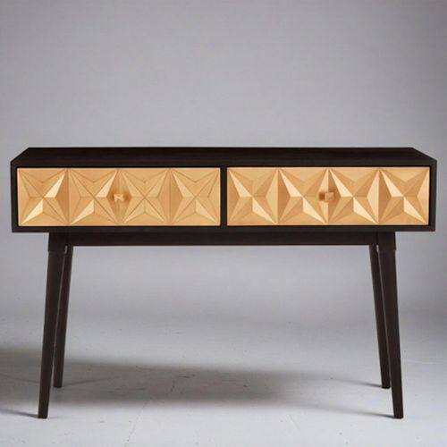 Malta Black and Gold 2 Drawer Console Table