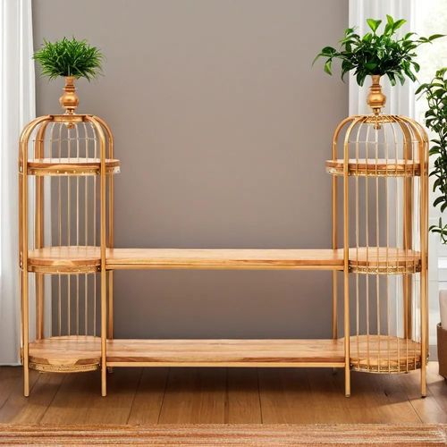 Mantis Gold Birdcage Long Shelving Unit