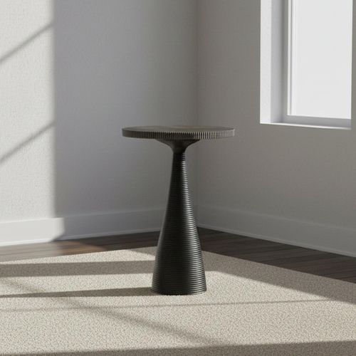 Martini Stone And Black Round Side Table