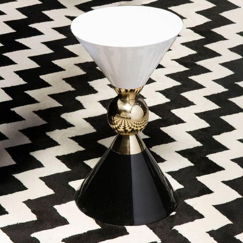 Martini White and Black Round Side Table