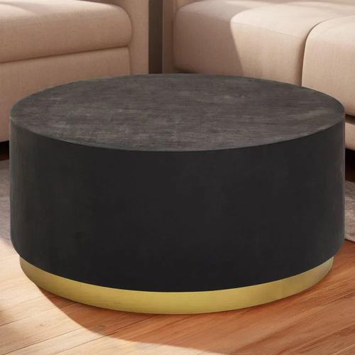 Naro Black Concrete Effect Round Coffee Table