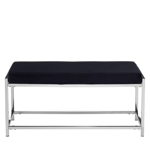 Allure Black Fabric Hall Bench with Chrome Base