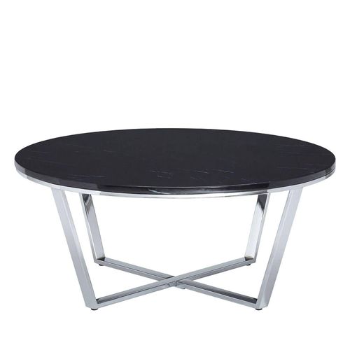 Allure Black Marble Effect Round Coffee Table with Chrome Base