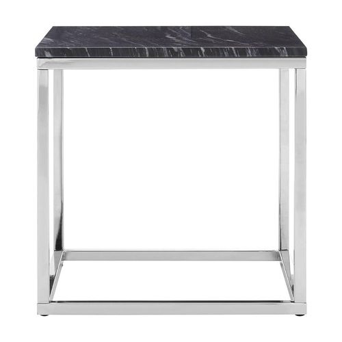 Allure Black Marble Square End Table and Chrome Base