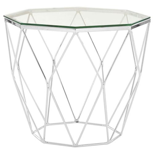 Allure Clear Glass Octagonal End Table with Chrome Base