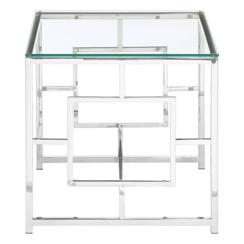 Allure Clear Glass Square End Table and Chrome Base