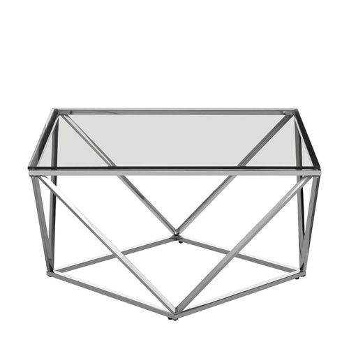 Allure Clear Glass Square Coffee Table with Silver Twisted Base