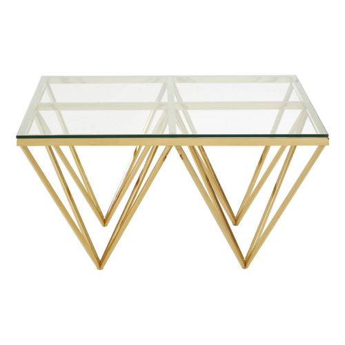 Allure Glass Coffee Table with Gold Spike Base
