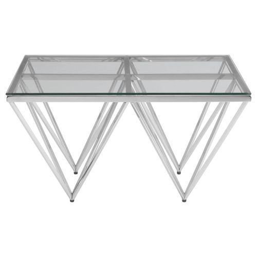 Allure Glass Coffee Table with Silver Spike Base