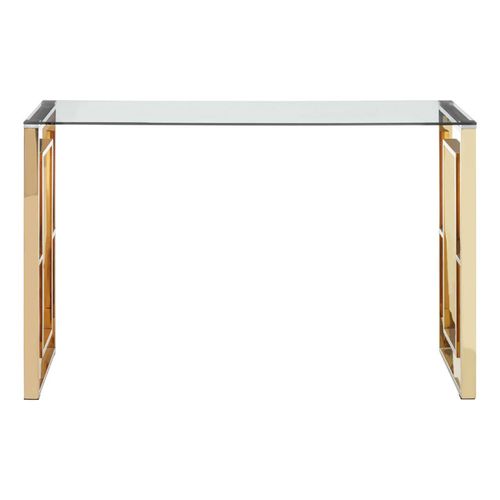 Allure Glass Console Table with Gold Base
