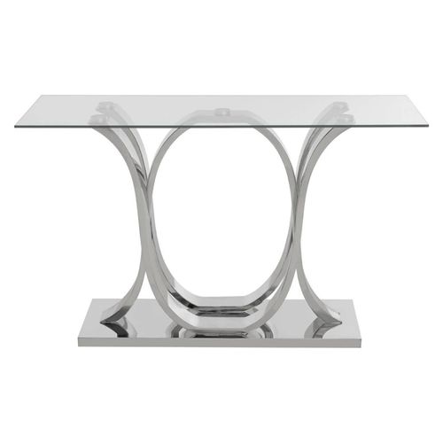 Allure Glass Console Table with Silver Curved Base