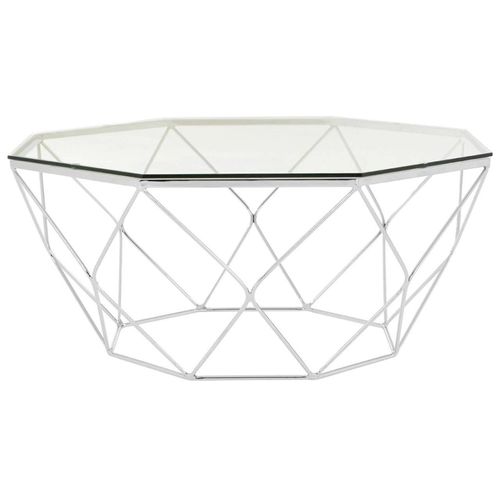 Allure Glass Octagonal Coffee Table with Chrome Base