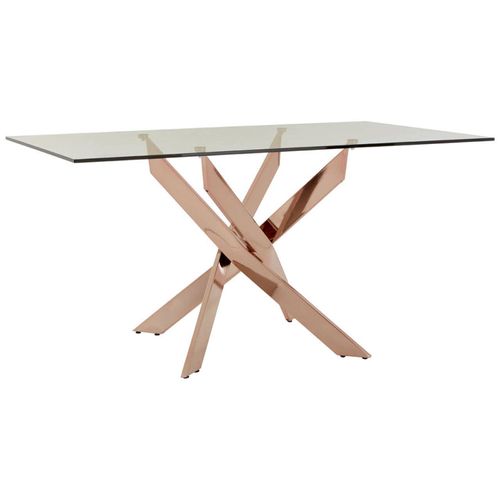 Allure Glass and Rose Gold Intersected 6 Seater Dining Table