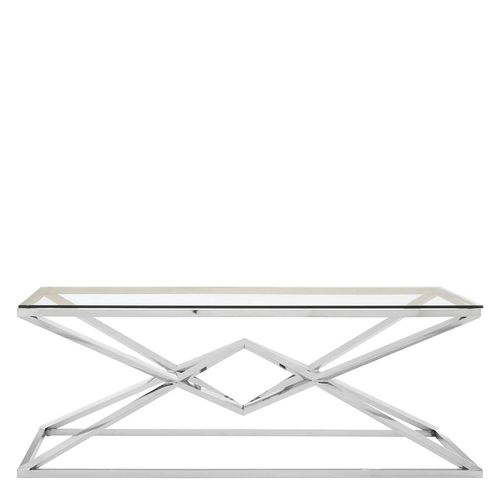 Allure Clear Glass Coffee Table with Silver Base