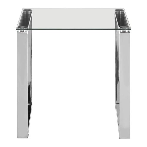 Allure Clear Glass Square End Table and Silver Base