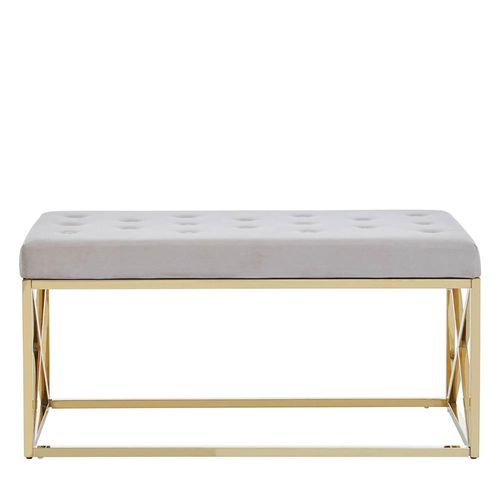 Allure Mink Velvet Fabric Hall Bench with Gold Base