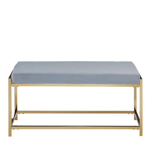 Allure Powder Blue Fabric Hall Bench with Gold Base