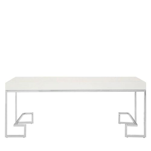 Allure White Glass Coffee Table with Chrome Angled Legs