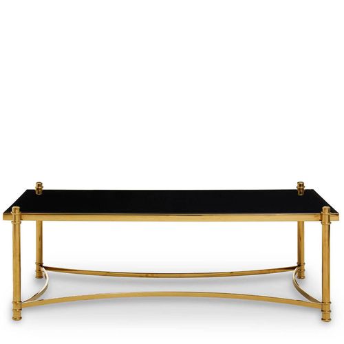 Ackley Black Glass and Gold Coffee Table 