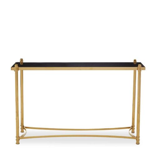 Ackley Black Glass and Gold Console Table 