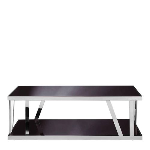 Ackley Black Glass and Silver Coffee Table 