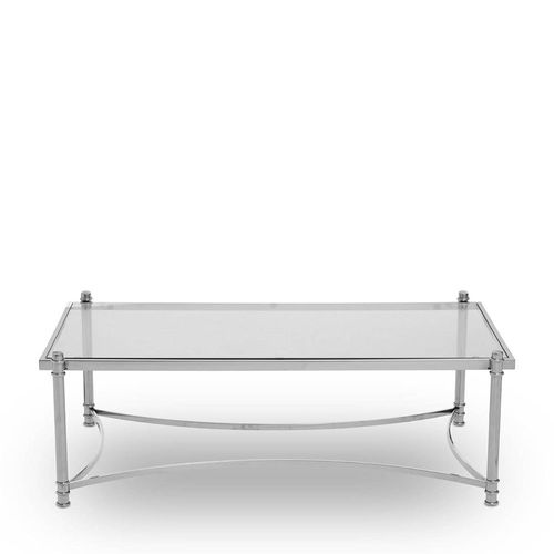 Ackley Clear Glass and Silver Coffee Table 