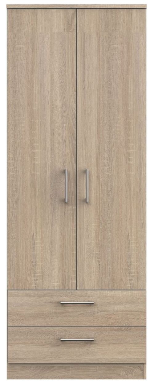 Devon Oak Effect 2 Door 2 Drawer Tall Wardrobe