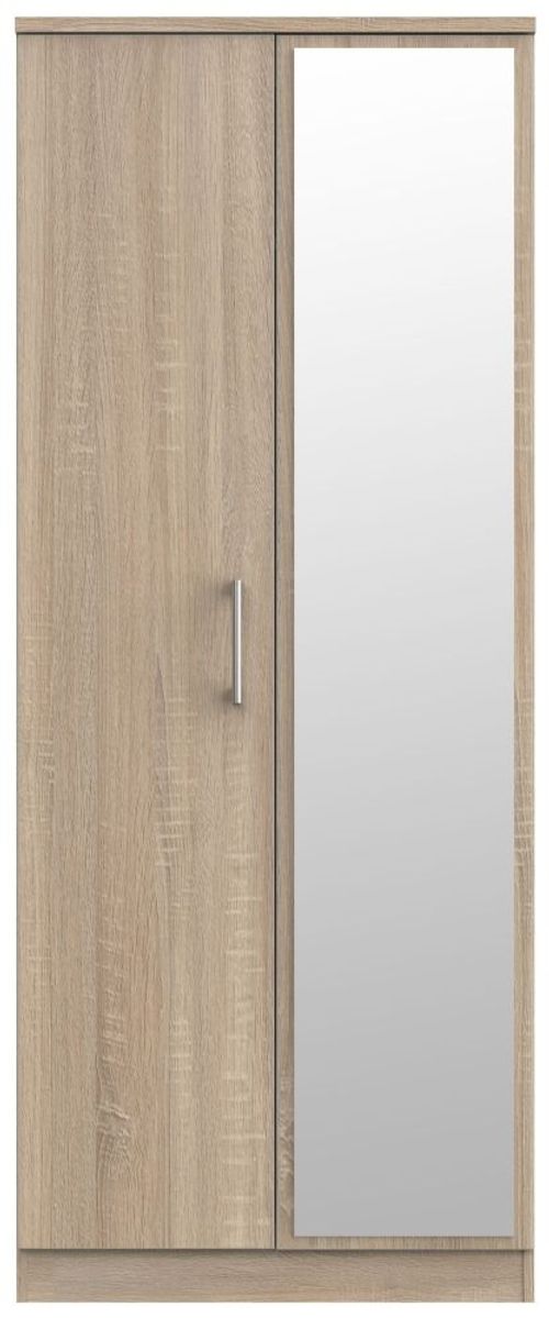 Devon Oak Effect 2 Door Wardrobe - 1 Mirror