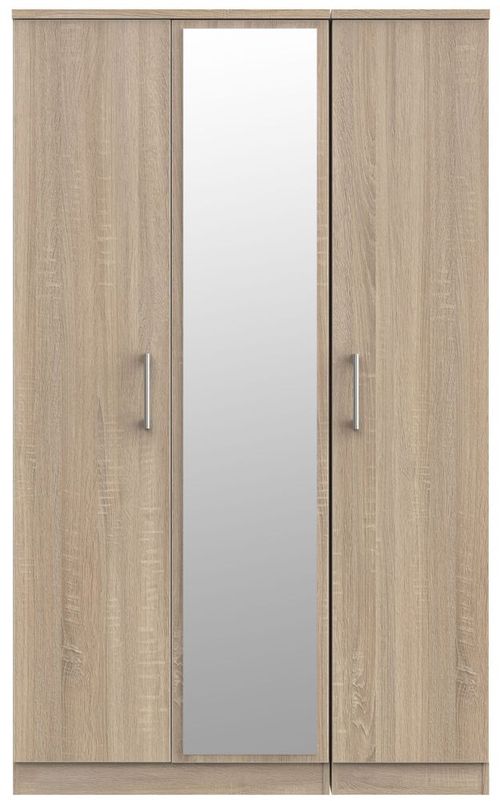 Devon Oak Effect 3 Door Triple Wardrobe - 1 Mirror