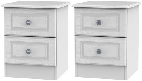 2 X Pembroke White 2 Drawer Bedside Cabinet (Pair)