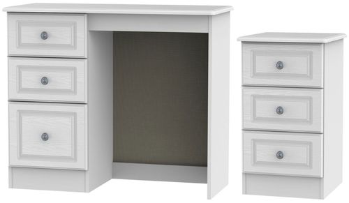 Pembroke White 2 Piece Bedroom Set with 3 Drawer Beside