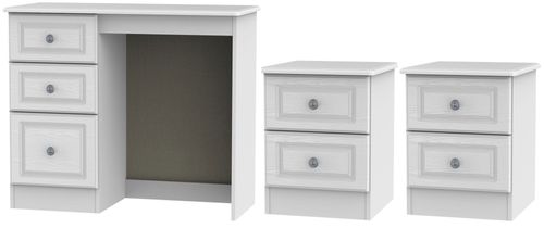 Pembroke White 3 Piece Bedroom Set with 2 Drawer Bedside