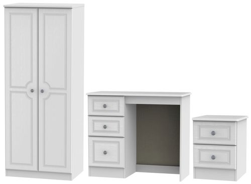 Pembroke White 3 Piece Bedroom Set with 2 Door Wardrobe