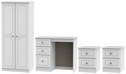 Pembroke White 4 Piece Bedroom Set with 2 Door Wardrobe