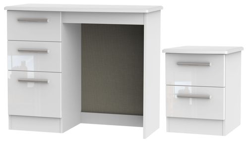 Knightsbridge White 2 Piece Bedroom Set with 2 Drawer Bedside