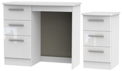 Knightsbridge White 2 Piece Bedroom Set with 3 Drawer Beside