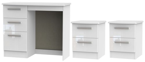 Knightsbridge White 3 Piece Bedroom Set with 2 Drawer Bedside