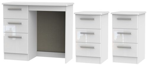 Knightsbridge White 3 Piece Bedroom Set with 3 Drawer Beside