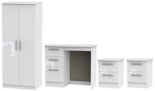 Knightsbridge White 4 Piece Bedroom Set with 2 Door Wardrobe