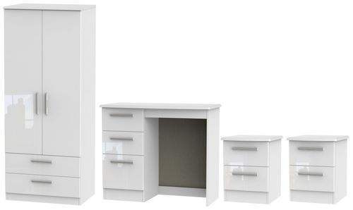 Knightsbridge White 4 Piece Bedroom Set with 2 Drawer Wardrobe