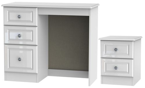 Pembroke White Gloss 2 Piece Bedroom Set with 2 Drawer Bedside
