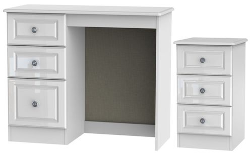 Pembroke White Gloss 2 Piece Bedroom Set with 3 Drawer Beside