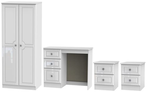 Pembroke White Gloss 4 Piece Bedroom Set with 2 Door Wardrobe