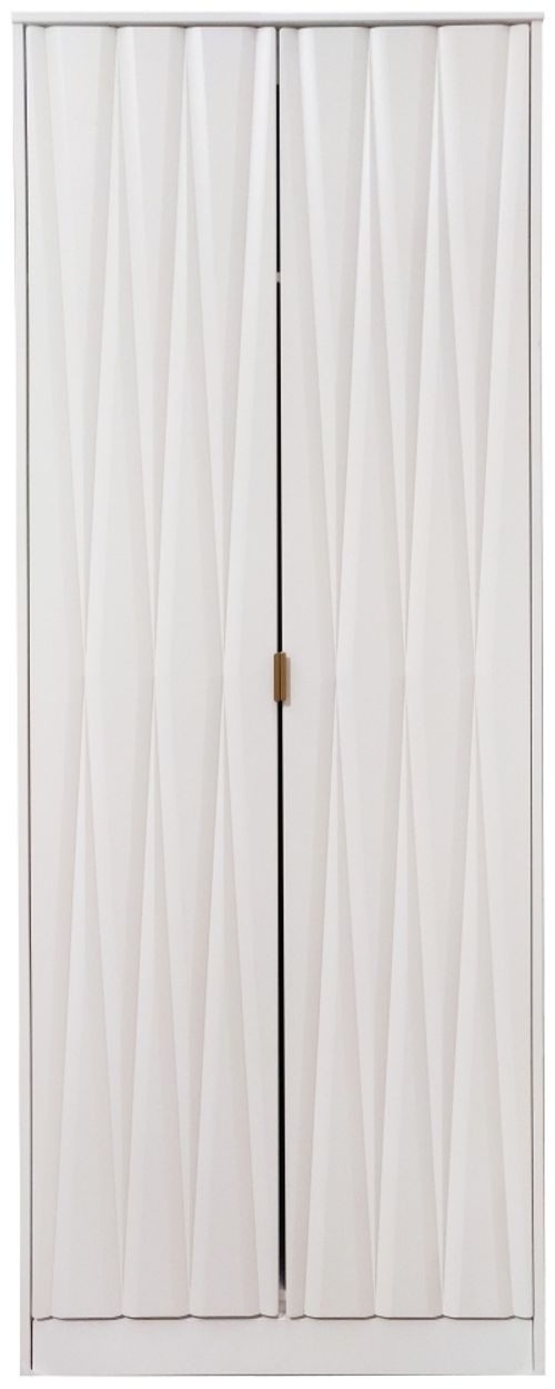 Diamond White 2 Door Plain Tall Wardrobe