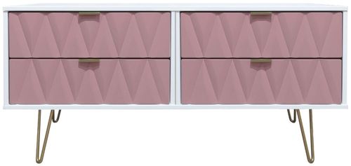 Diamond Pink and White Bed Box with Gold Hairpin Legs