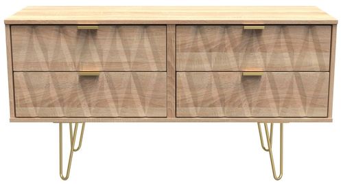 Diamond Oak Effect Bed Box with Gold Hairpin Legs