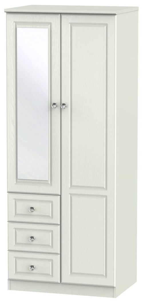 Crystal Cashmere 2 Door Combi Wardrobe - 1 Mirror RHF 3 Drawers