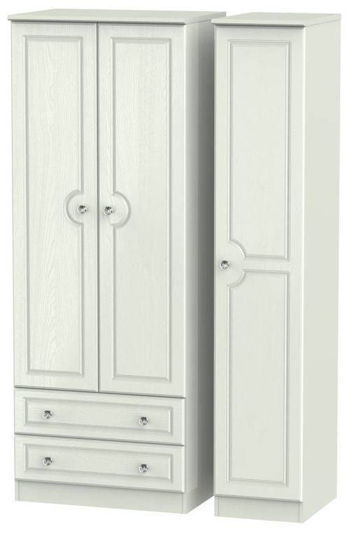 Crystal Cashmere 3 Door Tall Triple Wardrobe - LHF 2 Drawers