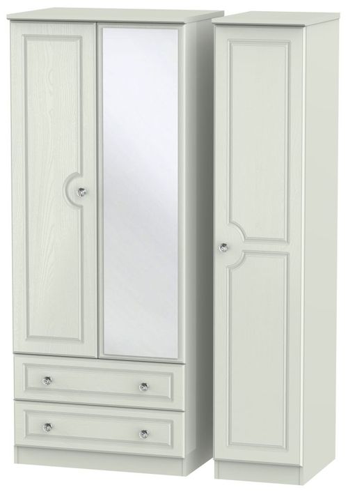 Crystal Cashmere 3 Door Combi Wardrobe - 1 Mirror and LHF 2 Drawers