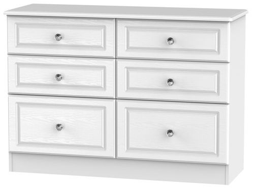 Crystal White 6 Drawer Midi Chest